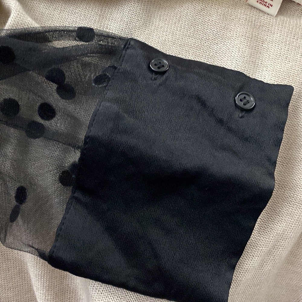 Zara Sheer Dot Midi Collared Long Sleeve - Picture 12 of 16